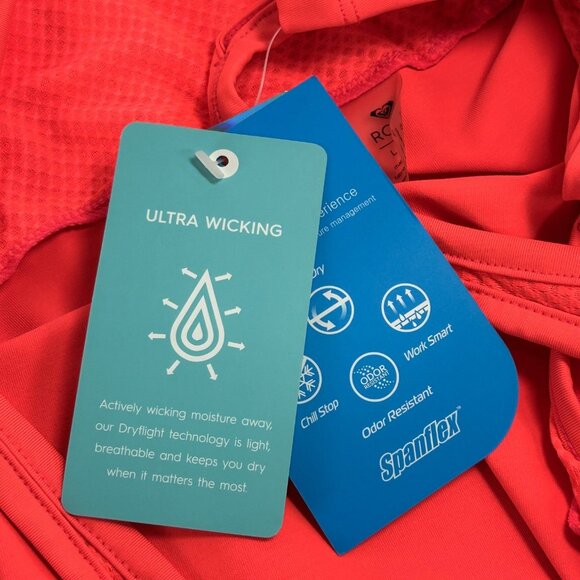 ROXY Rising Run Tank Top Sz L Neon Orange Black Logo Performance Athleticwear - Picture 6 of 10